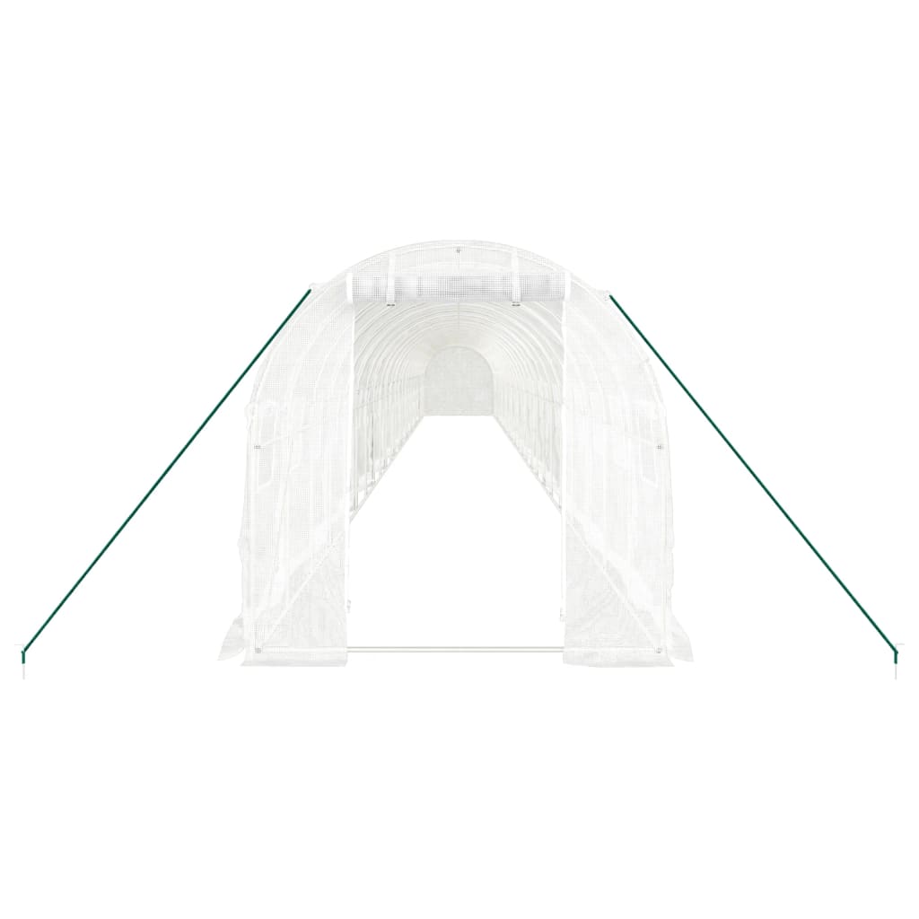 drivhus med stålstel 48 m² 24x2x2 m hvid