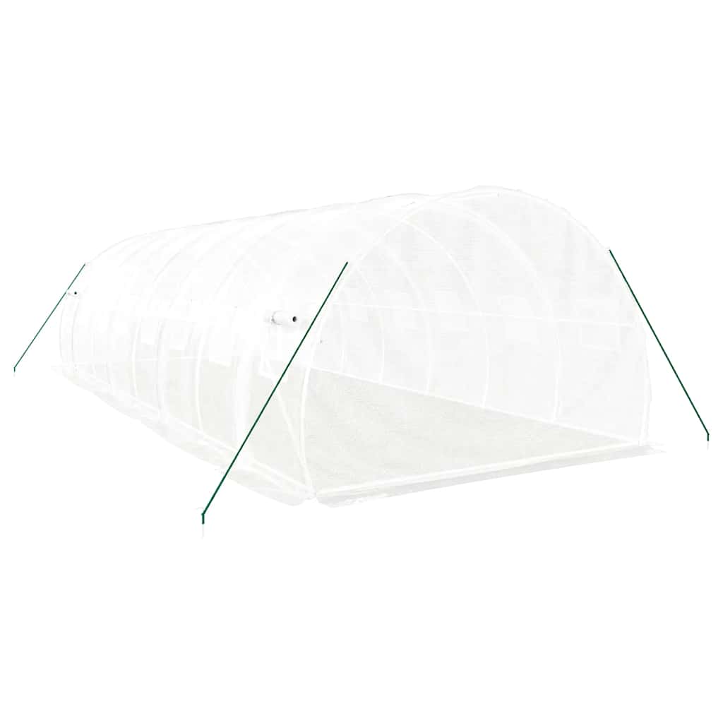 drivhus med stålstel 24 m² 8x3x2 m hvid
