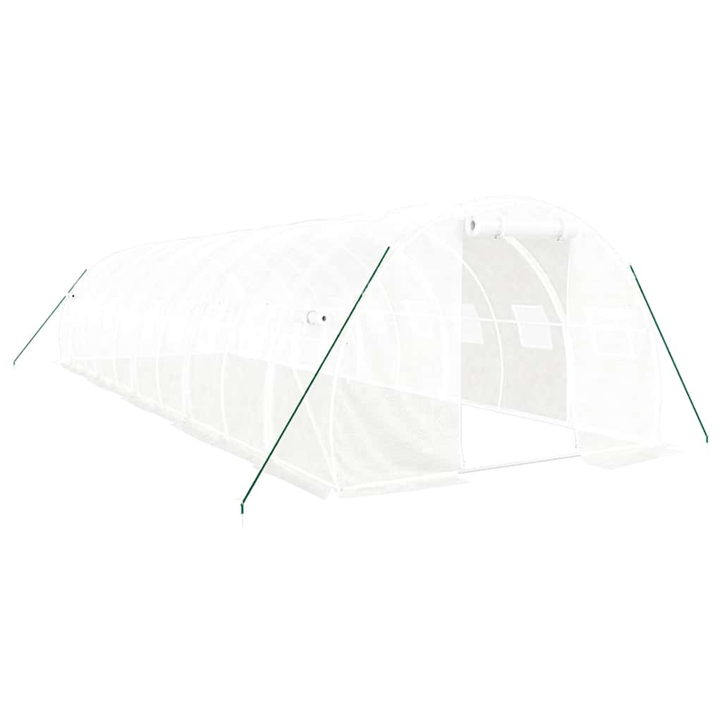 drivhus med stålstel 30 m² 10x3x2 m hvid