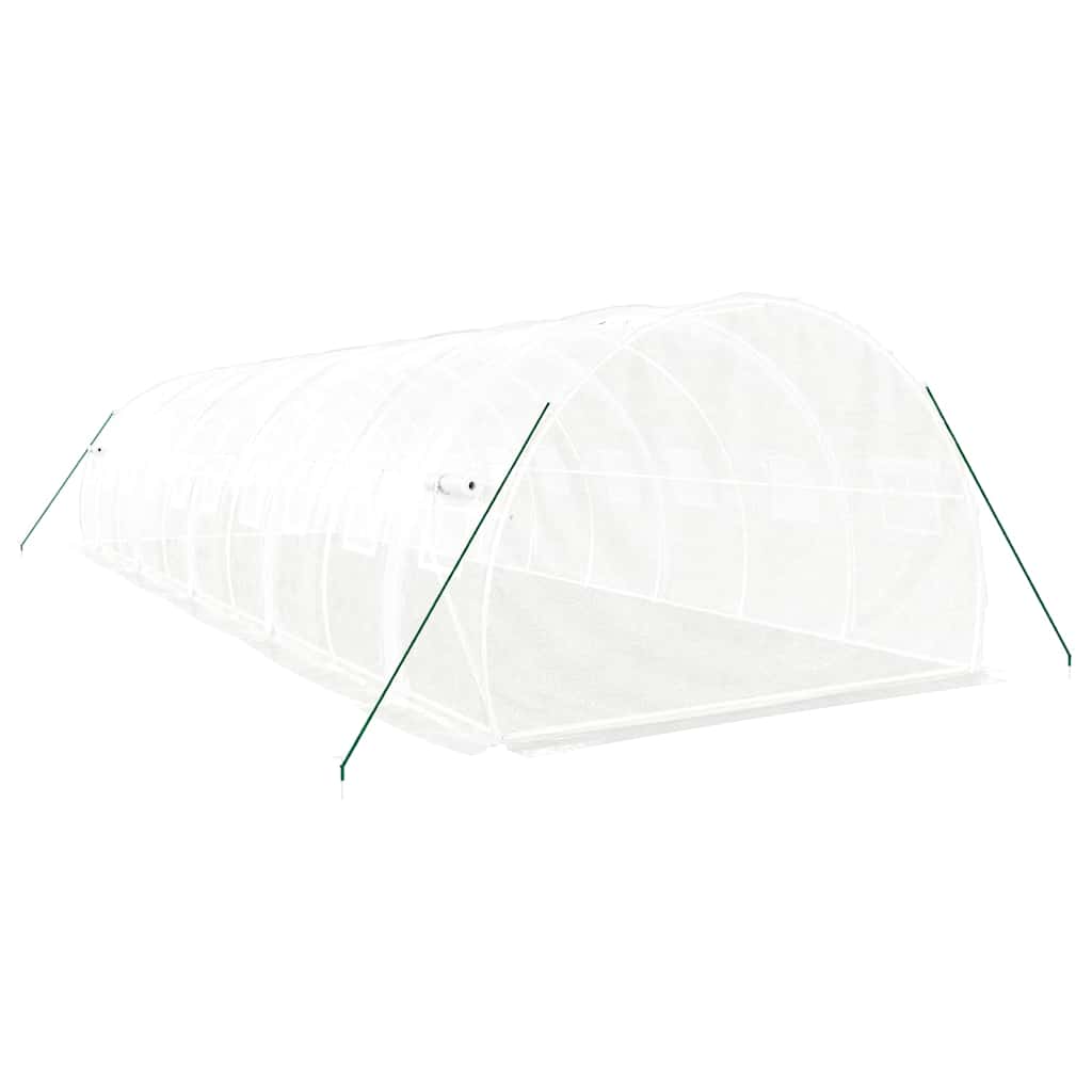 drivhus med stålstel 30 m² 10x3x2 m hvid
