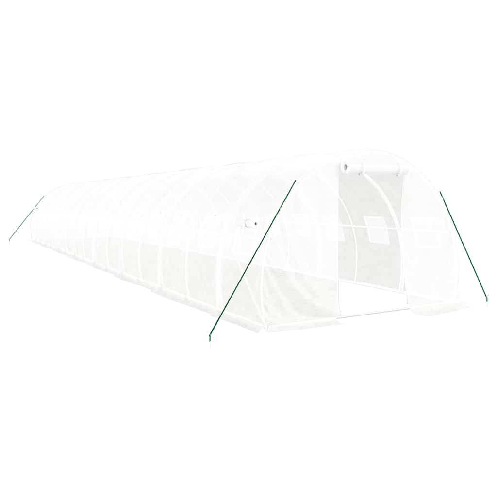 drivhus med stålstel 48 m² 16x3x2 m hvid