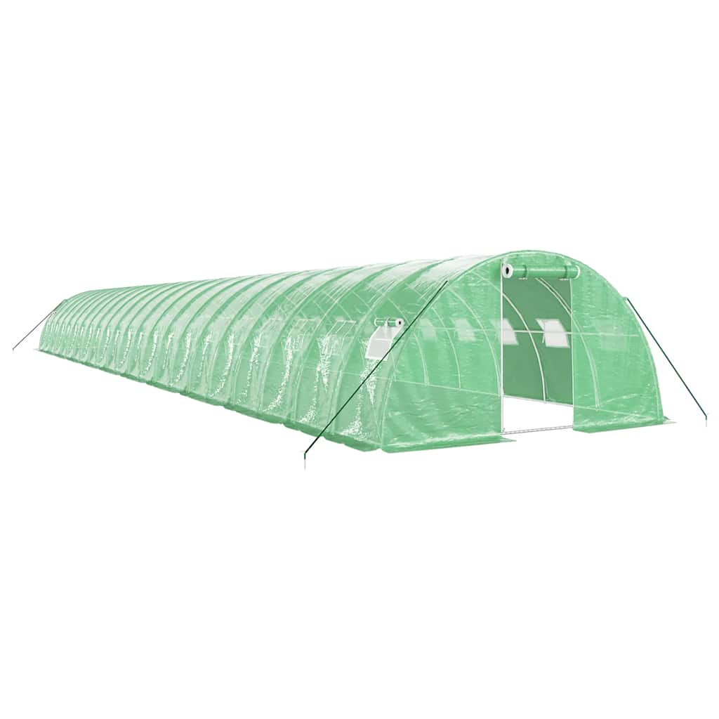 drivhus med stålstel 88 m² 22x4x2 m grøn
