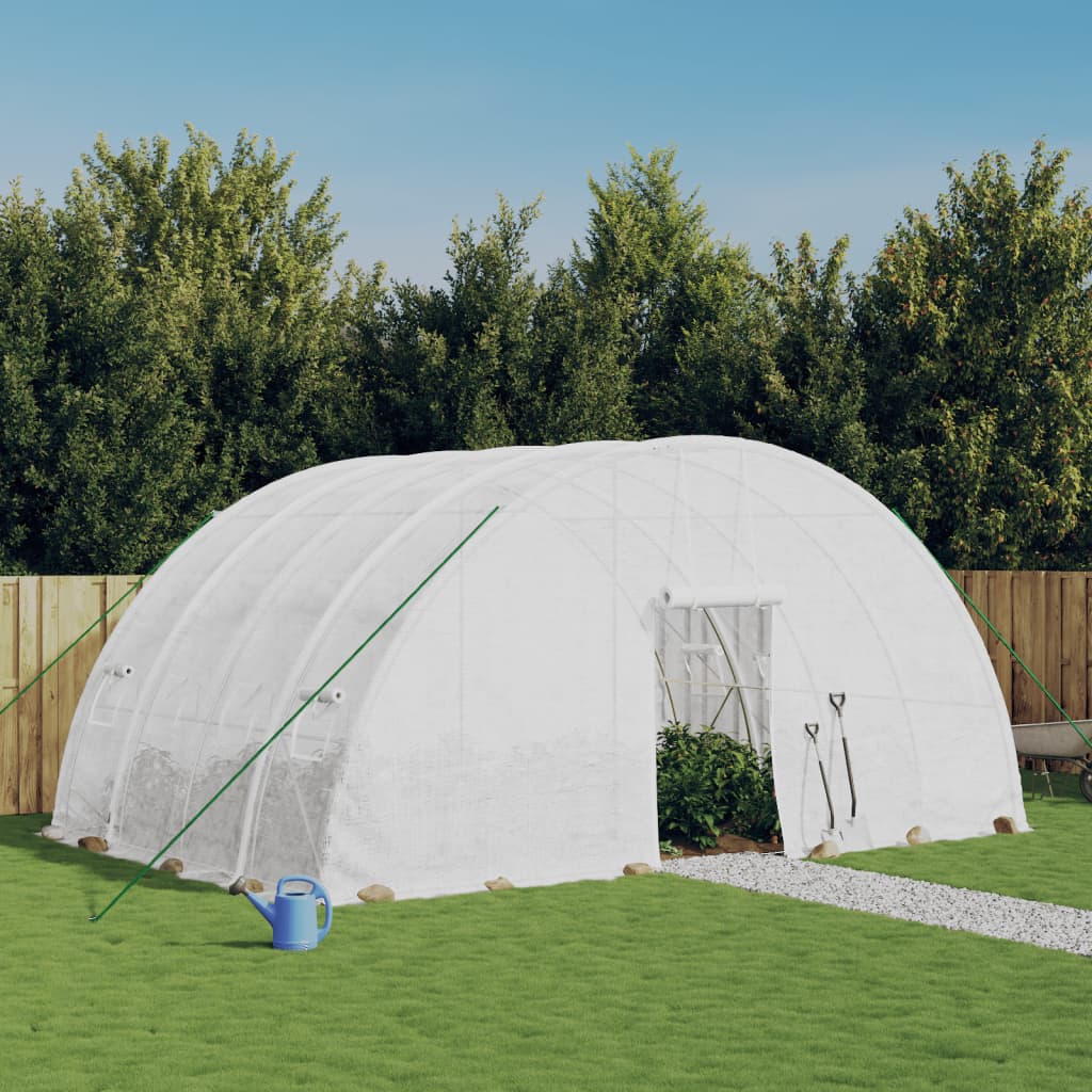 drivhus med stålramme hvid 24 m² 6x4x2,85 m