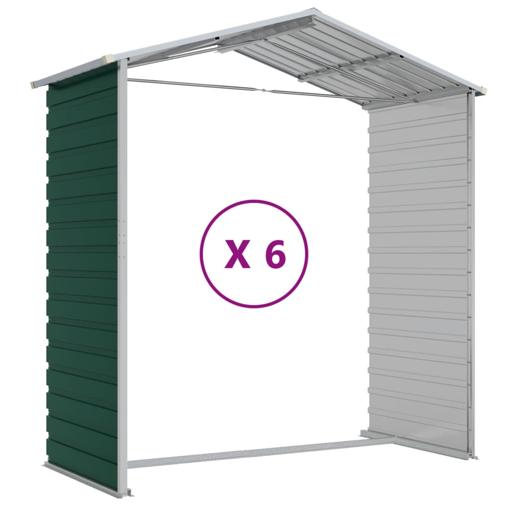 haveskur 191x555x198 cm galvaniseret stål grøn