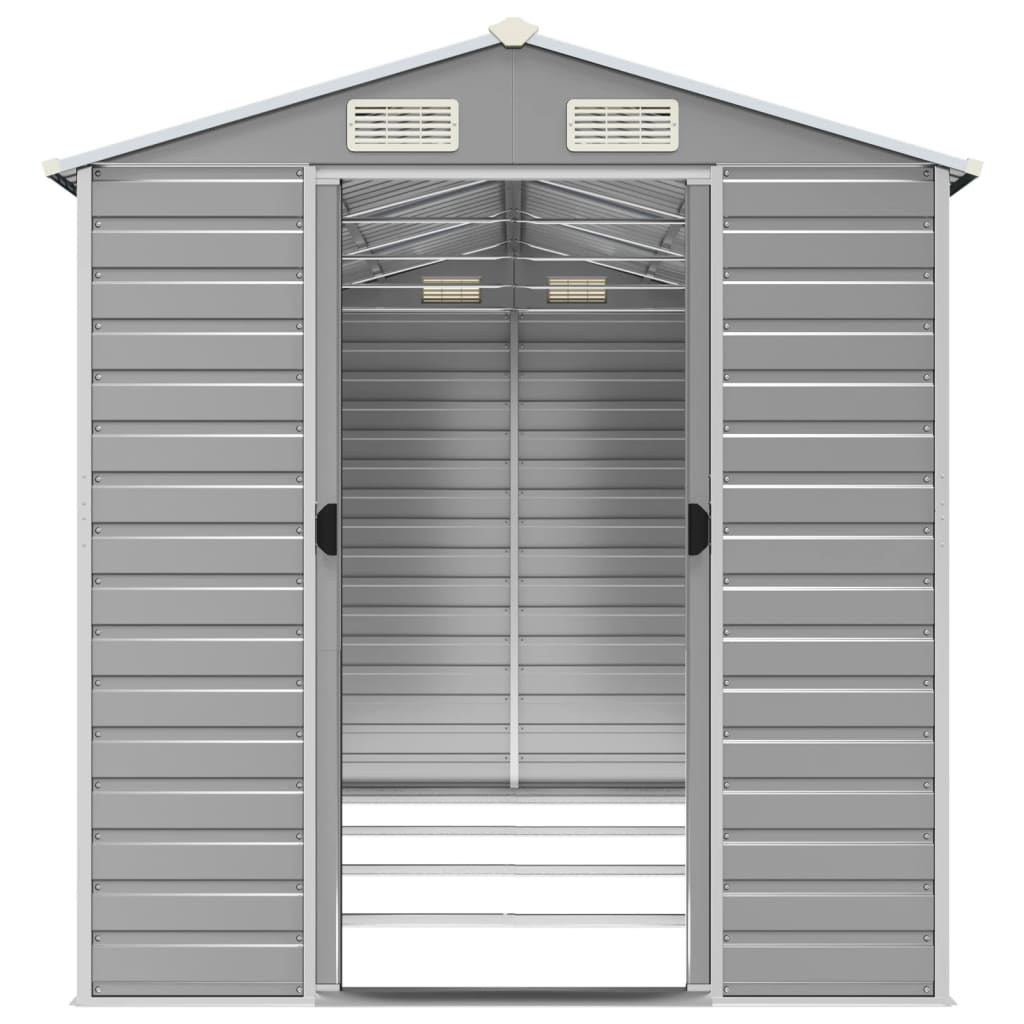 haveskur lysegrå 191x385x198 cm galvaniseret stål