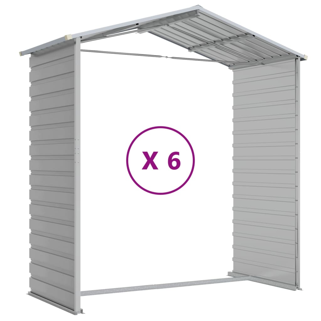 haveskur lysegrå 191x555x198 cm galvaniseret stål