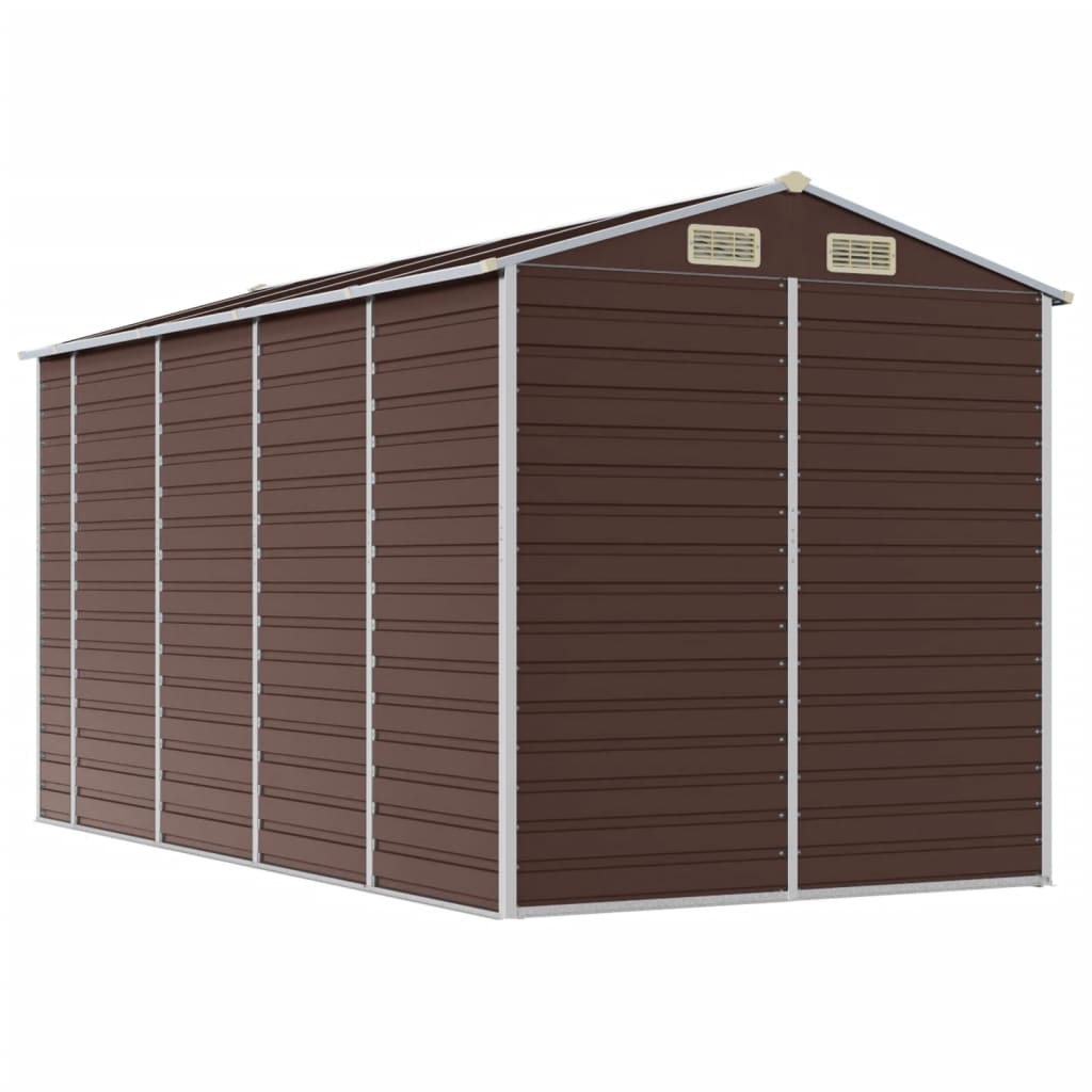 haveskur brun 191x385x198 cm galvaniseret stål