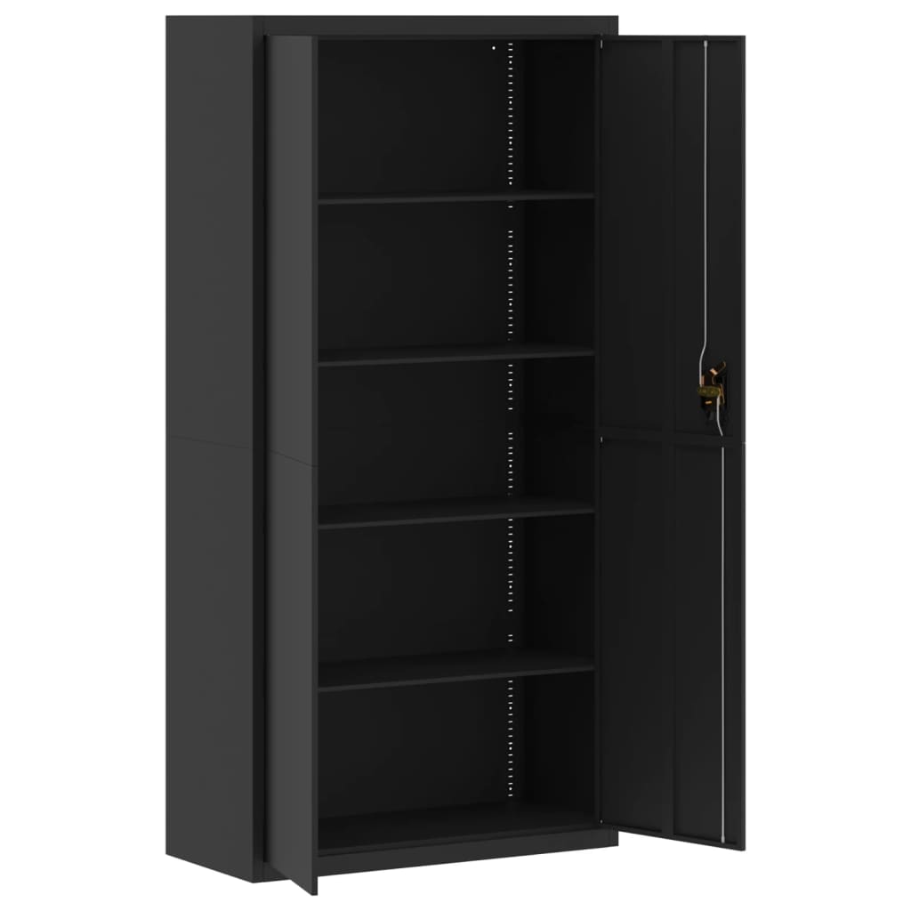 arkivskab 90x40x220 cm stål sort