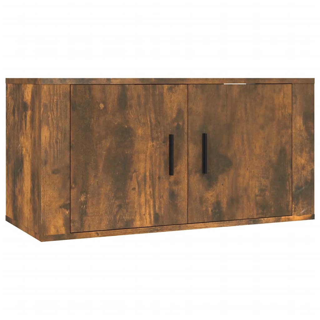 væghængte tv-skabe 2 stk. 80x34,5x40 cm røget egetræsfarve