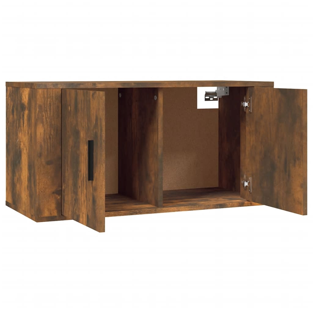 væghængte tv-skabe 2 stk. 80x34,5x40 cm røget egetræsfarve