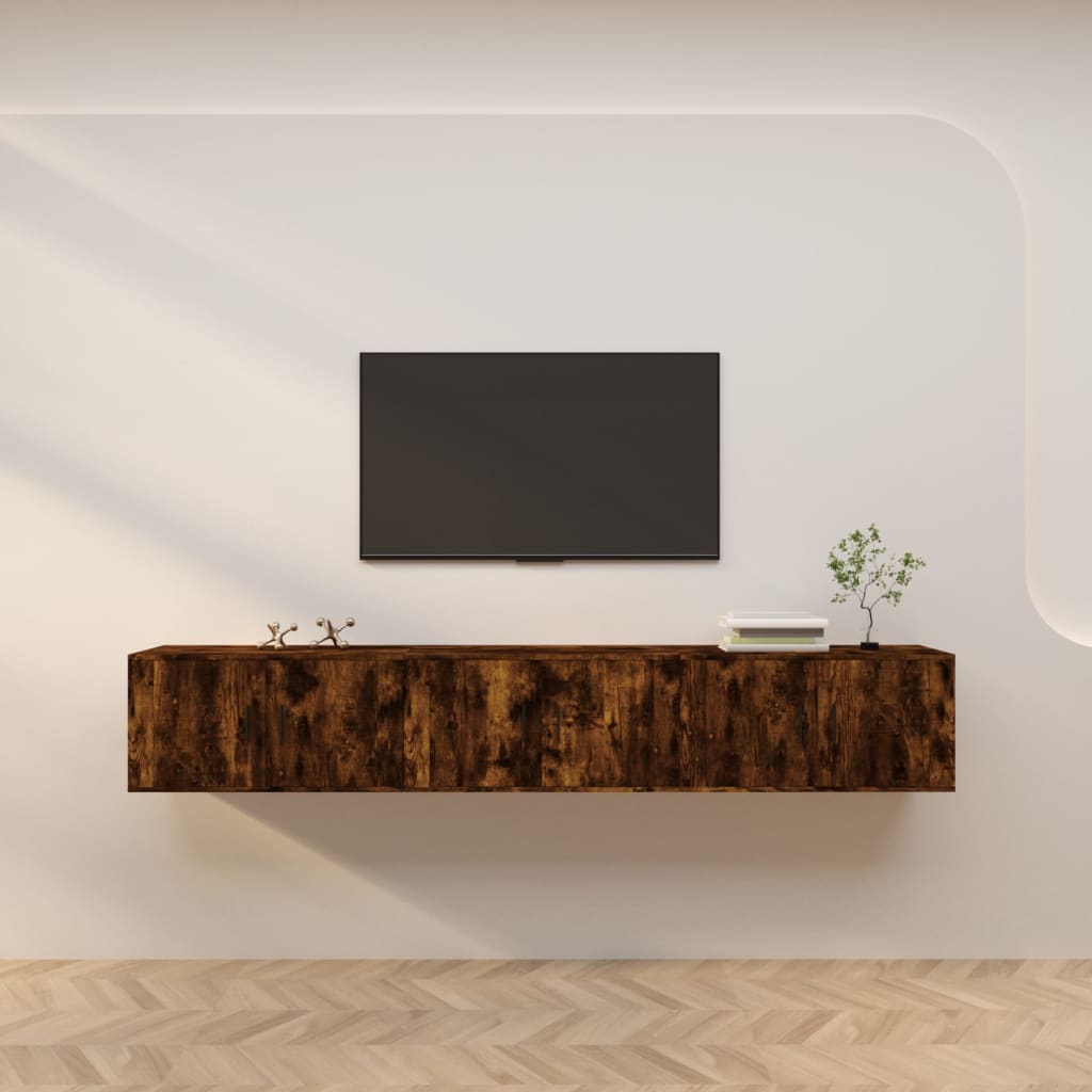 væghængte tv-skabe 3 stk. 80x34,5x40 cm røget egetræsfarve