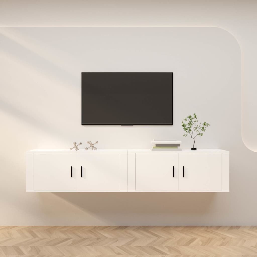 væghængte tv-skabe 2 stk. 100x34,5x40 cm hvid