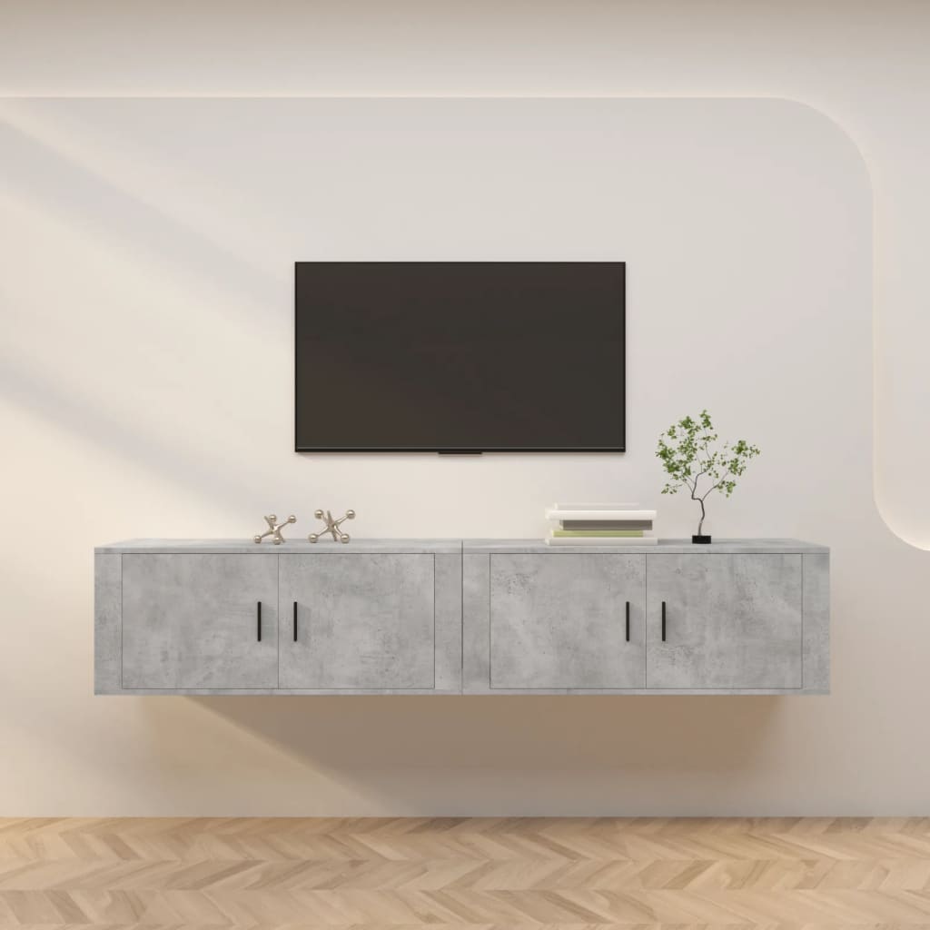 væghængte tv-skabe 2 stk. 100x34,5x40 cm betongrå