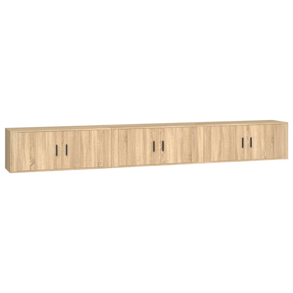 væghængte tv-skabe 3 stk. 100x34,5x40 cm sonoma-eg