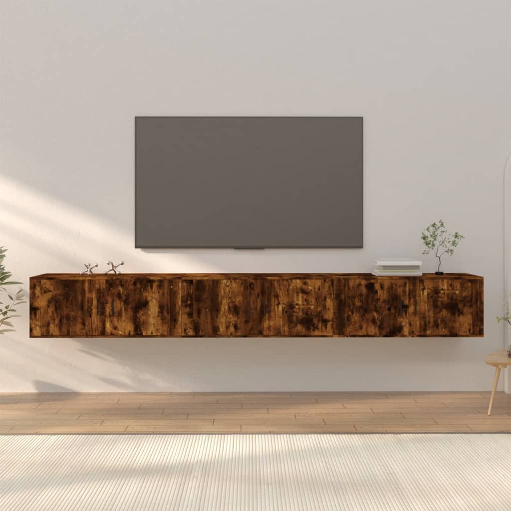 væghængte tv-skabe 3 stk. 100x34,5x40 cm røget egetræsfarve