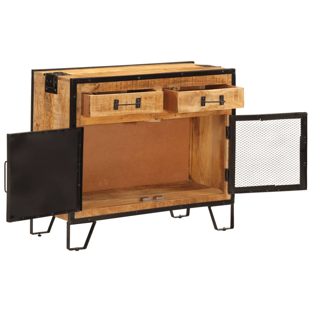 skænk 80x31x66 cm massivt ru mangotræ og metal