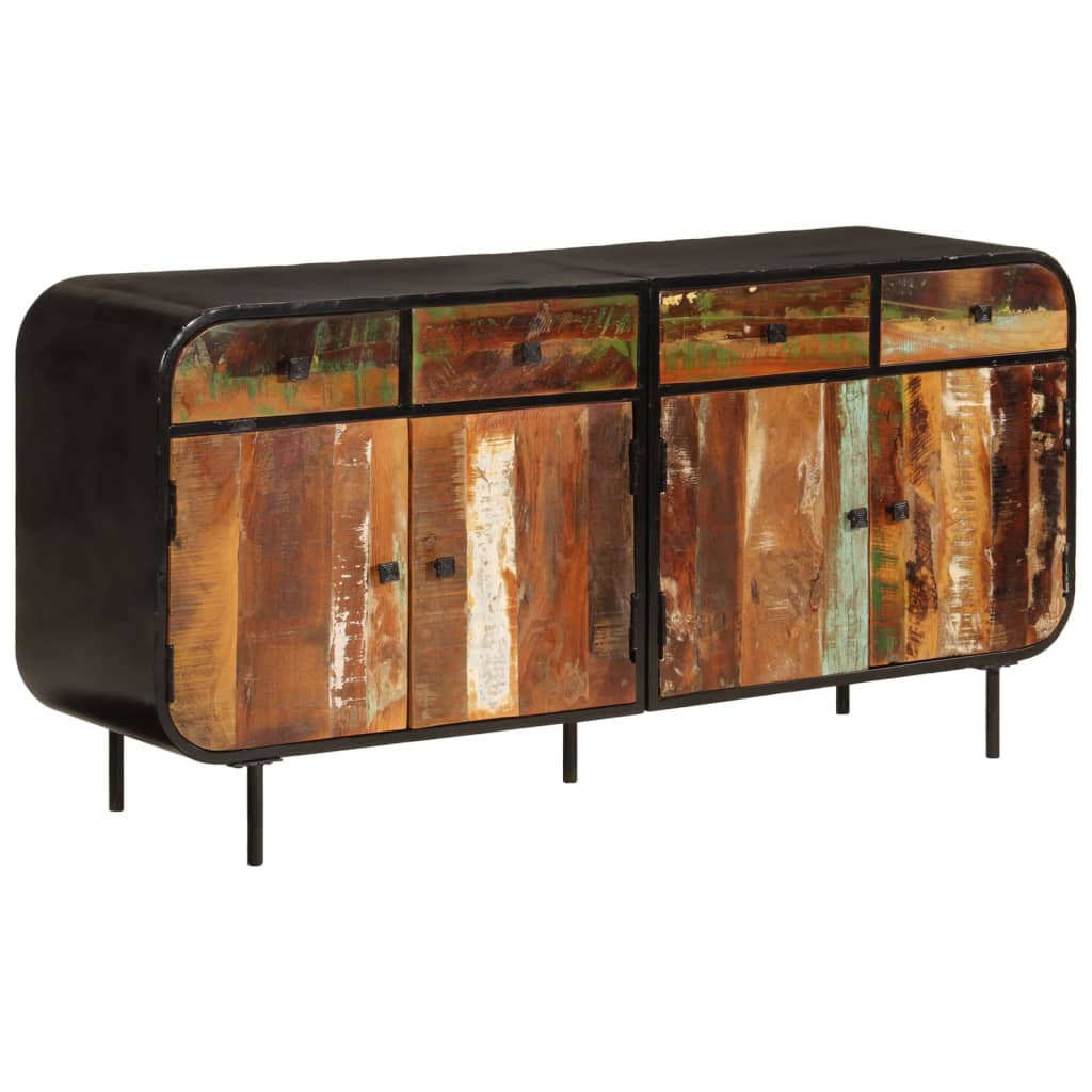 skænk 140x35x70 cm massivt genbrugstræ og metal