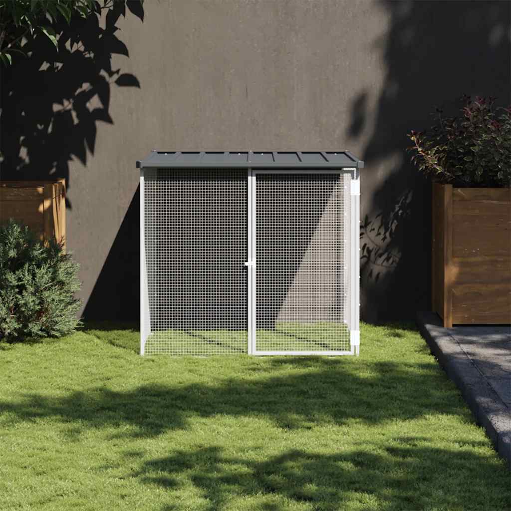 hønsehus med tag 103x98x90 cm galvaniseret stål antracitgrå