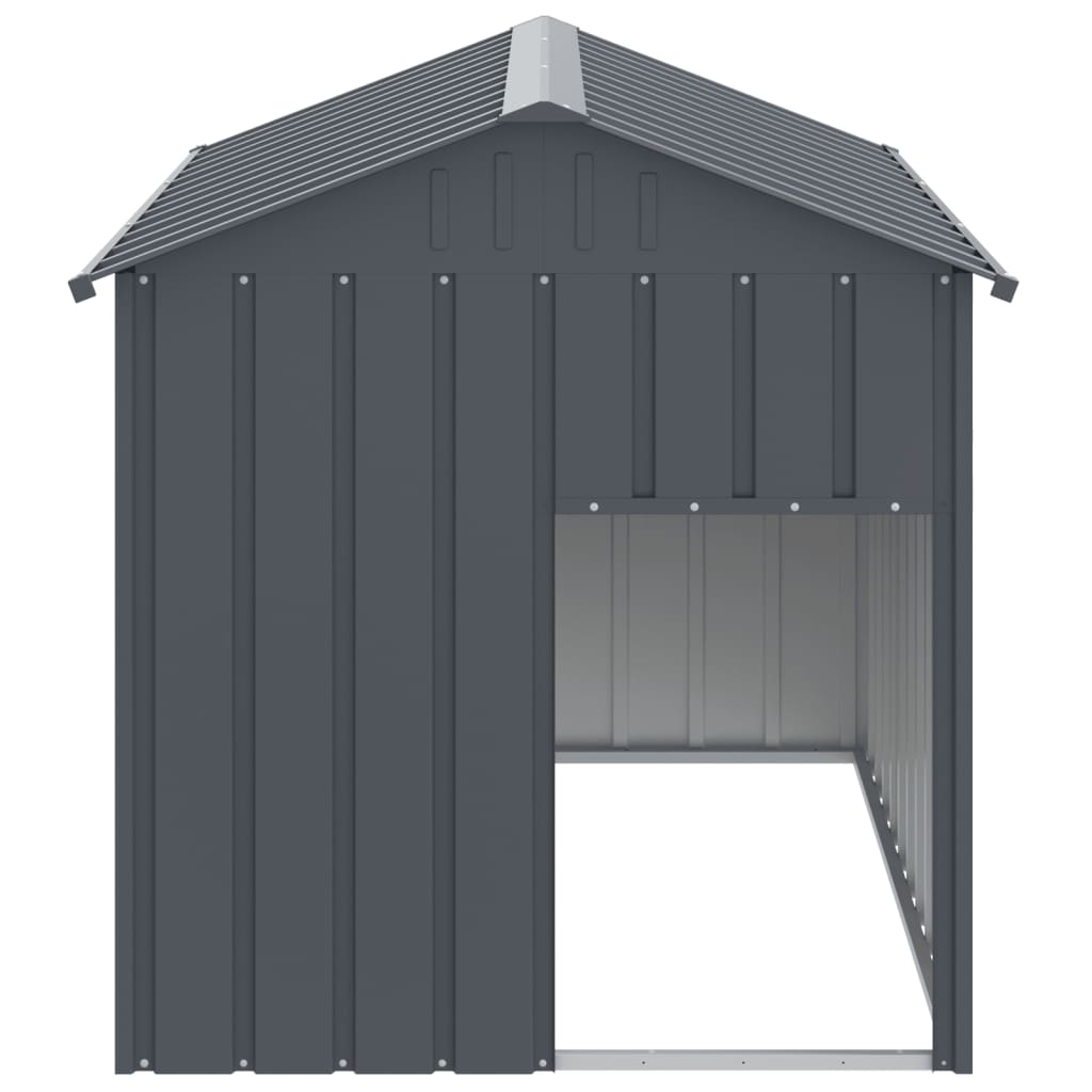 hundehus med tag 117x153x123 cm galvaniseret stål antracitgrå