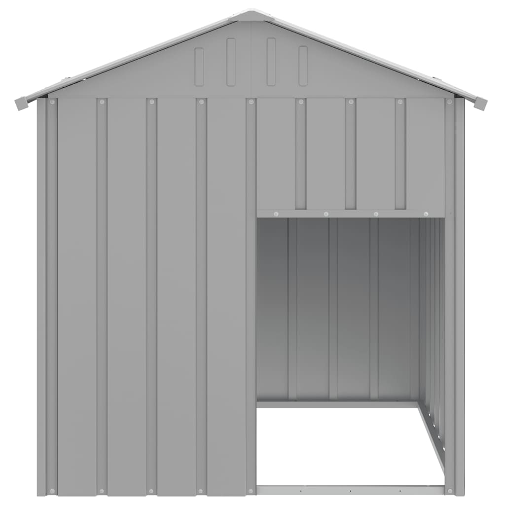 hundehus med tag 117x103x123 cm galvaniseret stål lysegrå