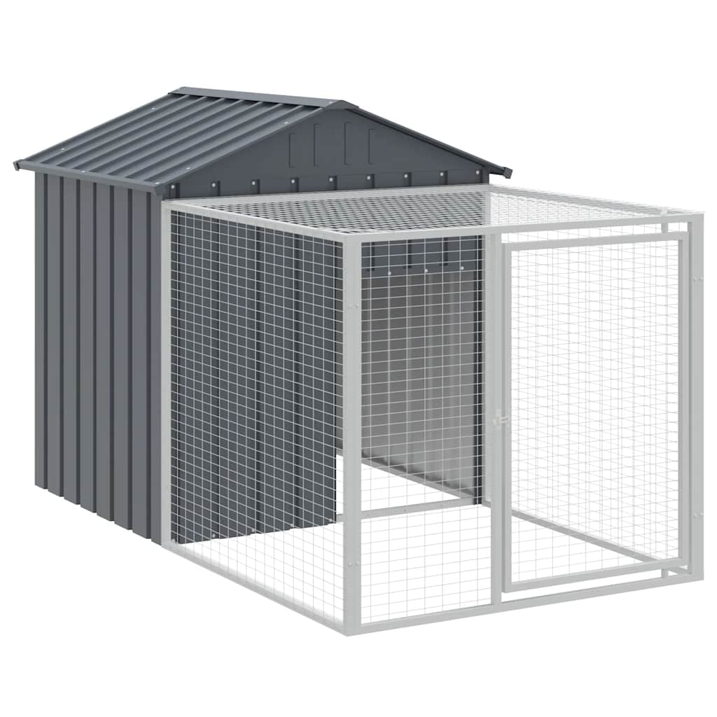 hønsebur med løbegård antracit 117x201x123 cm galvaniseret stål