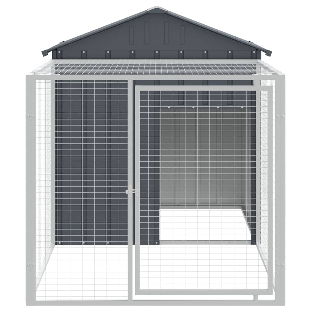 hønsebur med løbegård antracit 117x201x123 cm galvaniseret stål