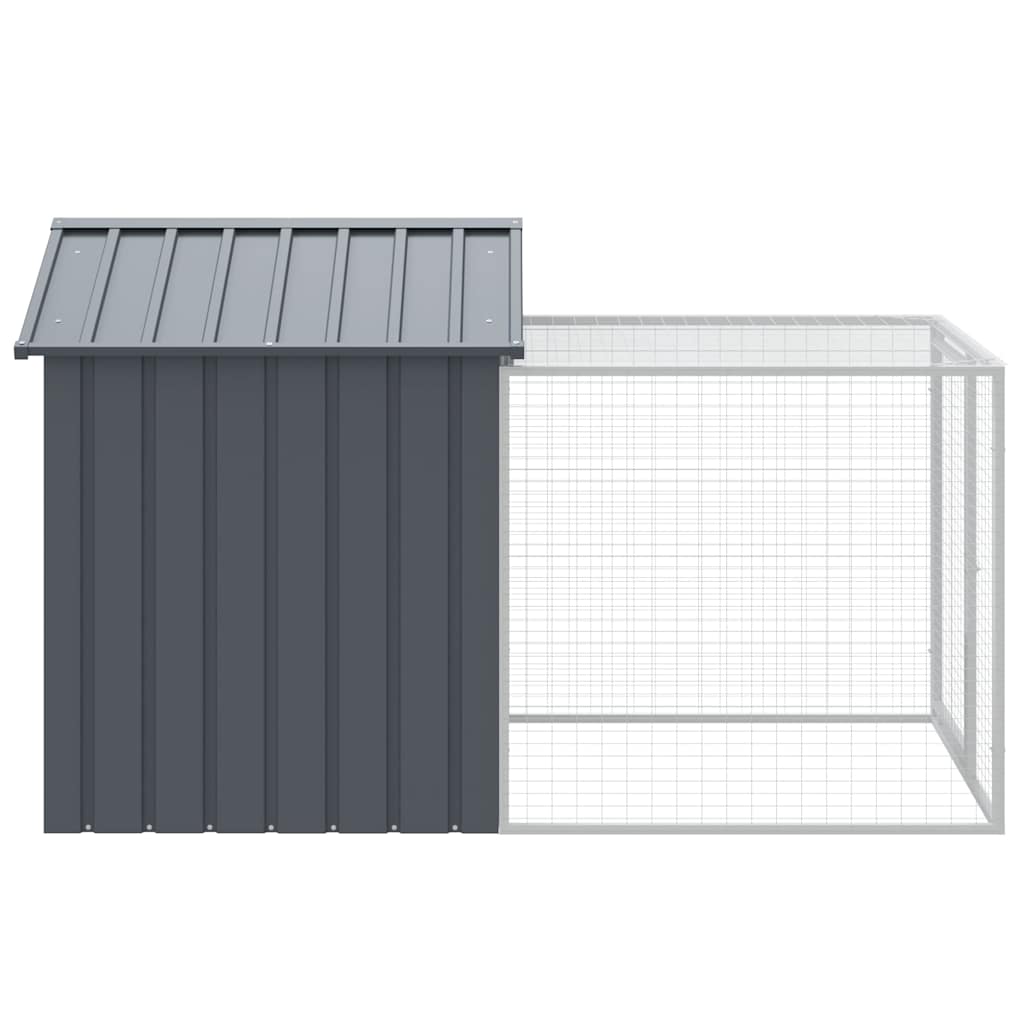 hønsebur med løbegård antracit 117x201x123 cm galvaniseret stål