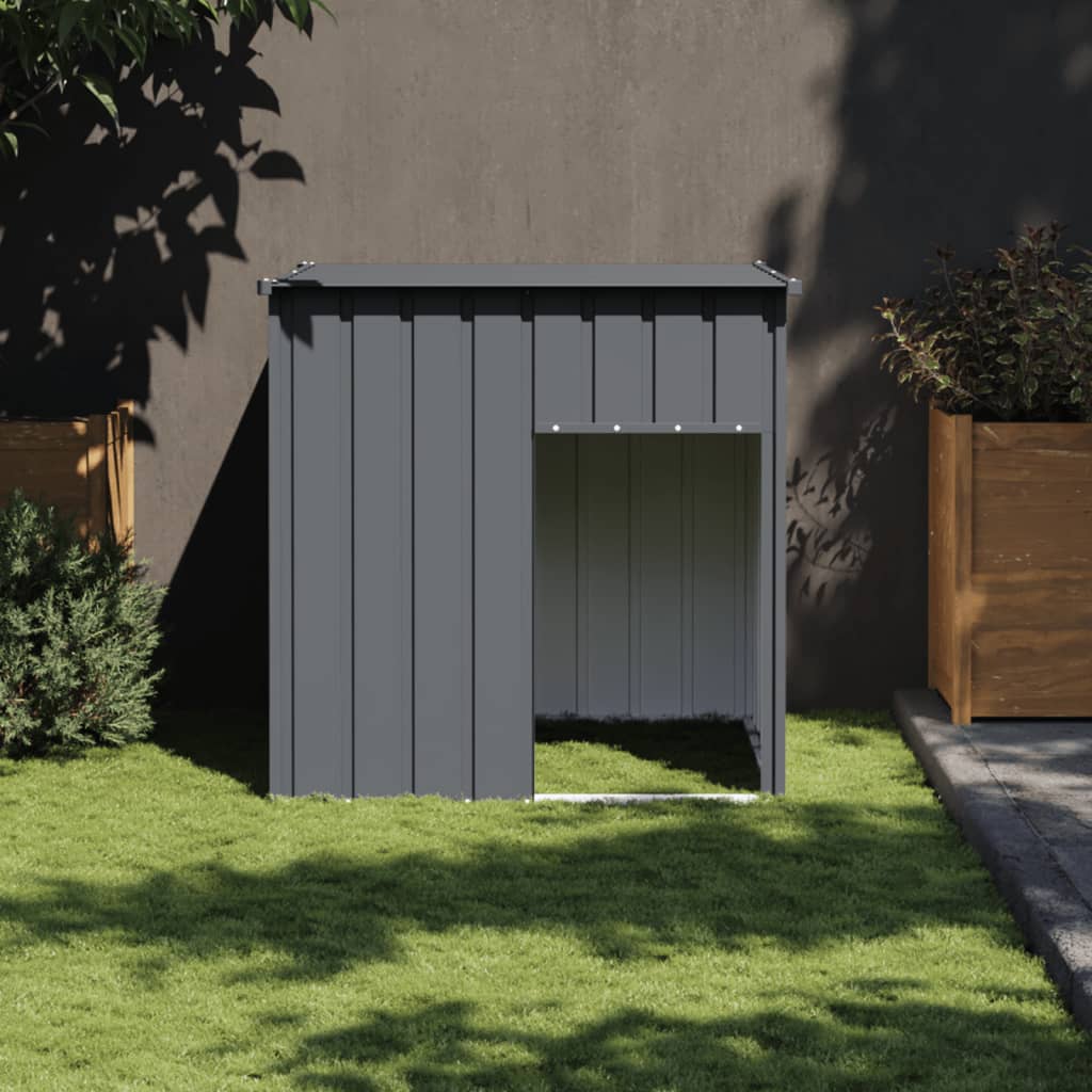 hundehus med tag antracit 110x103x109 cm galvaniseret stål