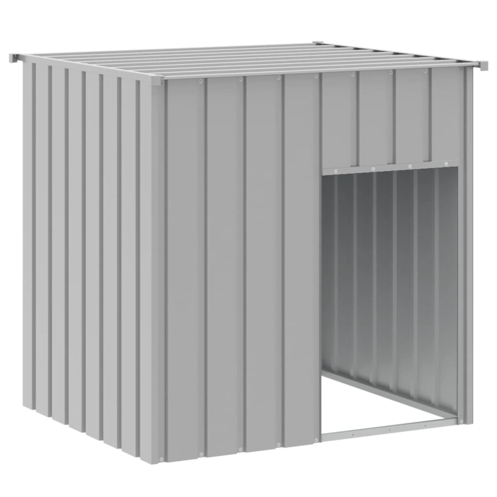 hundehus med tag lysegrå 110x103x109 cm galvaniseret stål