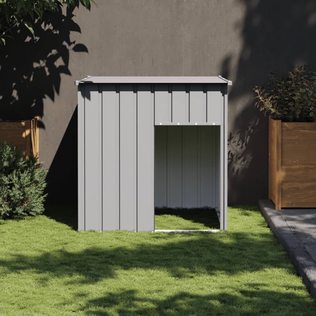 hundehus med tag lysegrå 110x103x109 cm galvaniseret stål