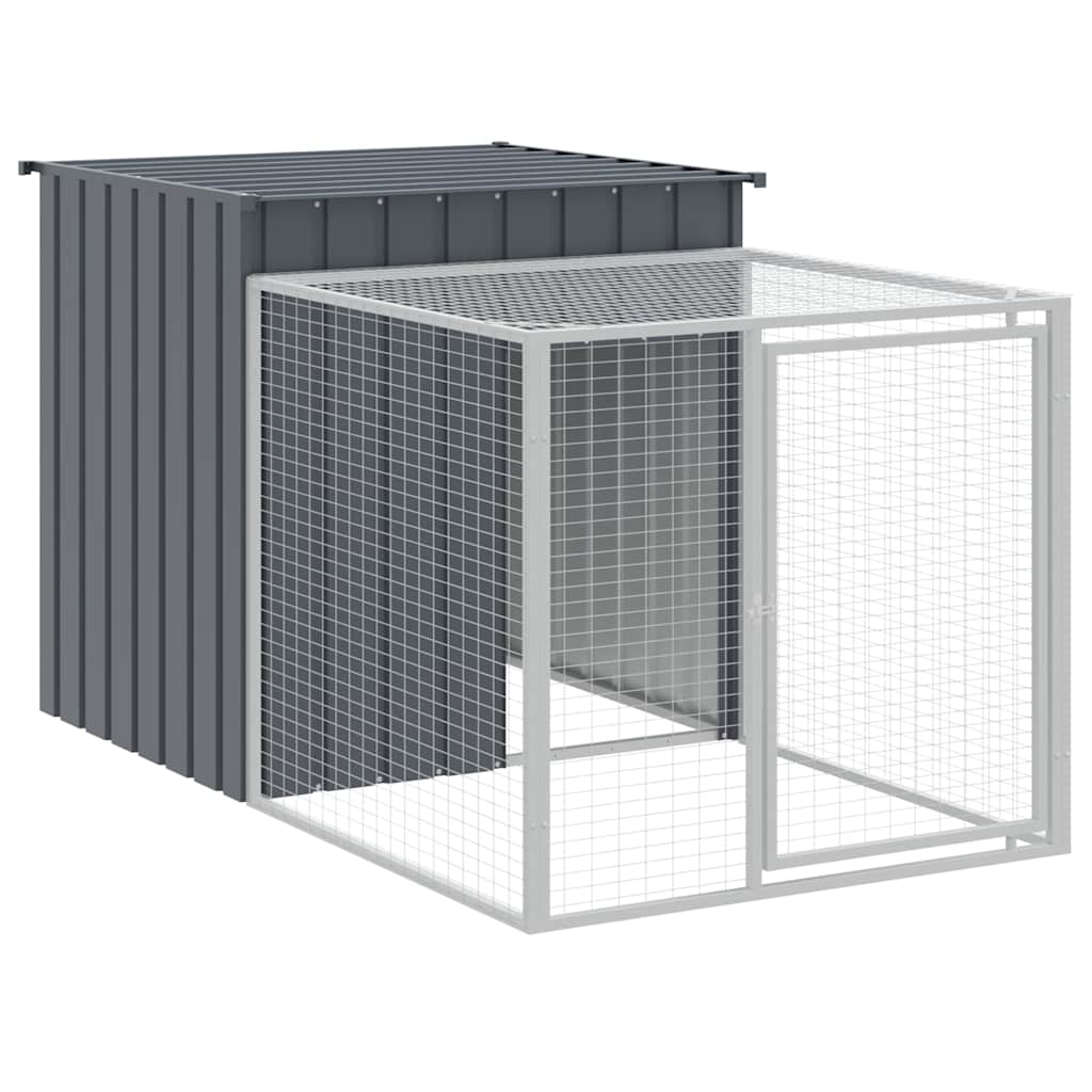 hønsebur med løbegård antracit 110x201x110 cm galvaniseret stål