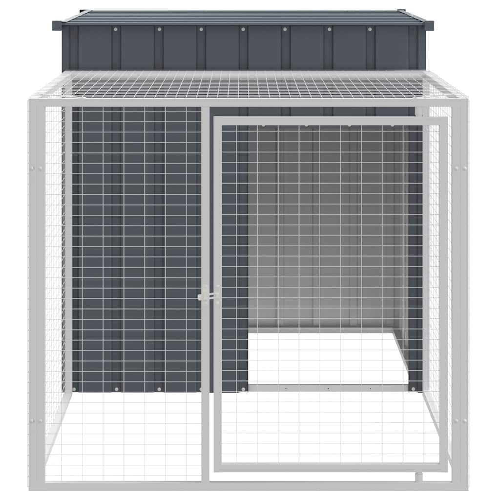 hønsebur med løbegård antracit 110x201x110 cm galvaniseret stål