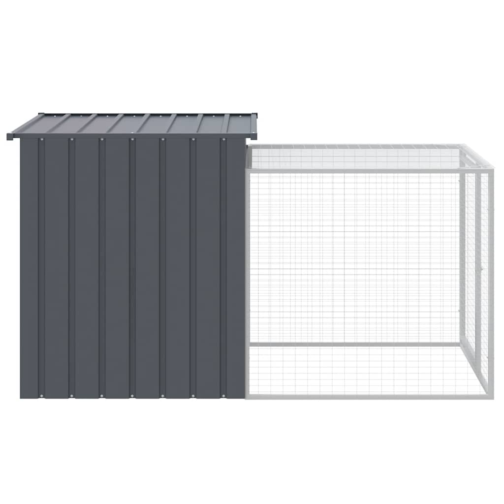 hønsebur med løbegård antracit 110x201x110 cm galvaniseret stål