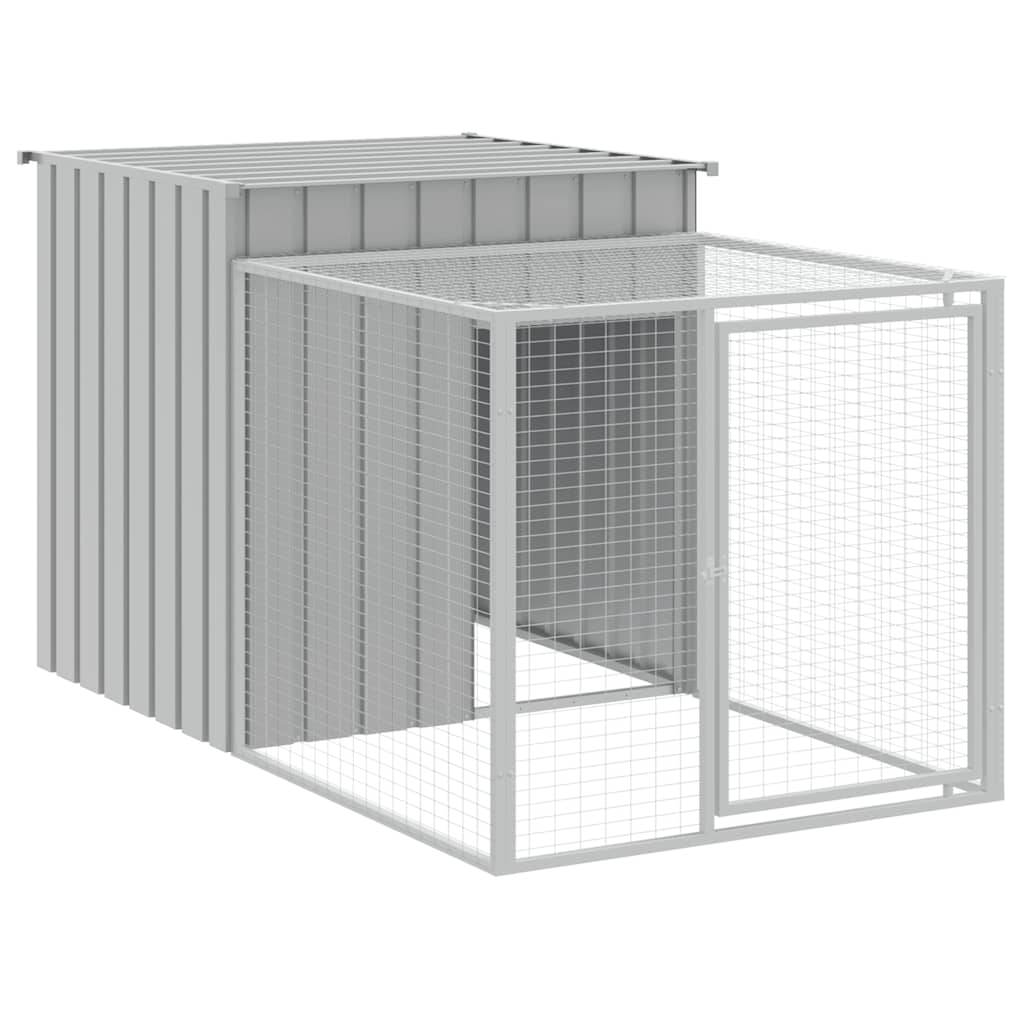 hønsebur med løbegård lysegrå 110x201x110 cm galvaniseret stål