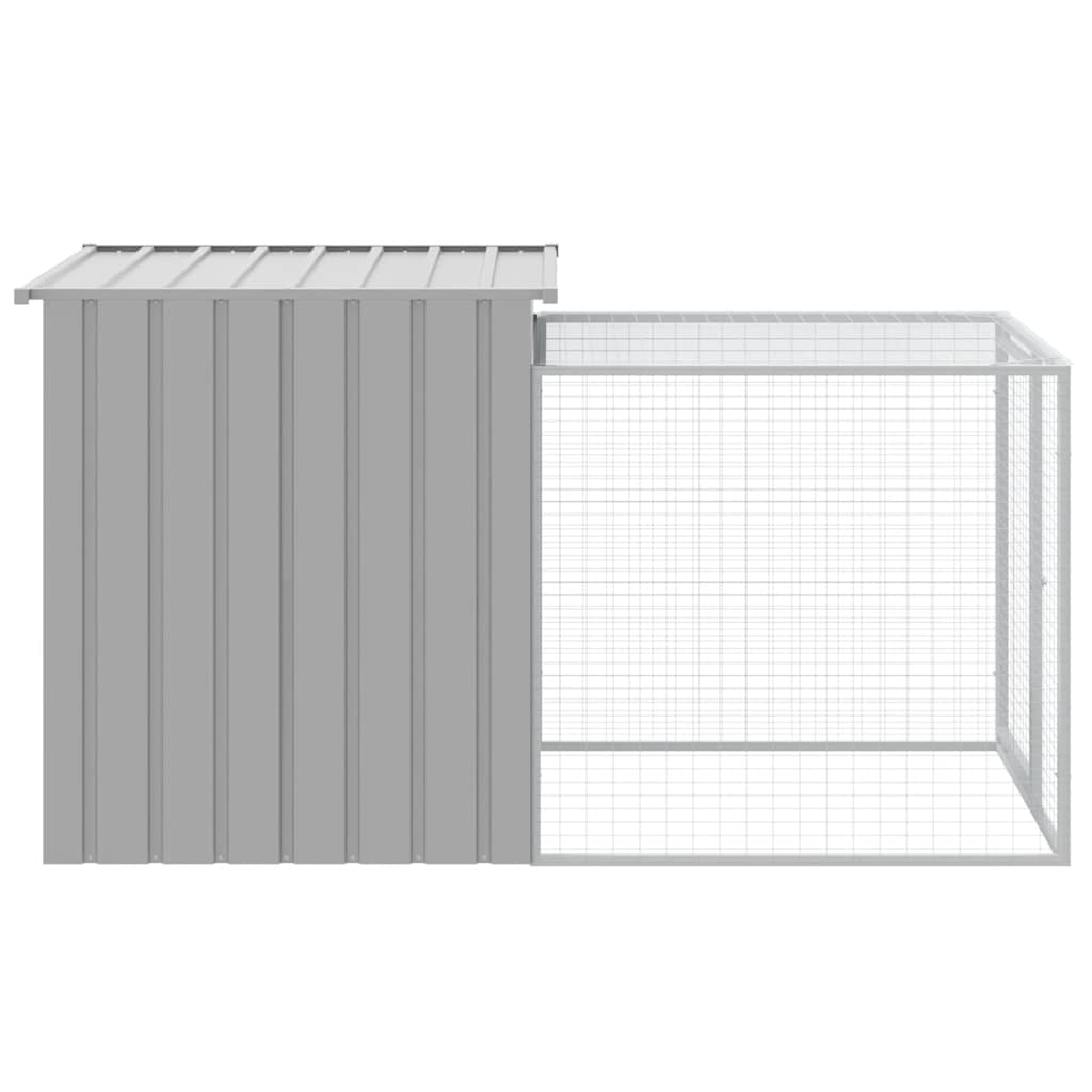 hønsebur med løbegård lysegrå 110x201x110 cm galvaniseret stål