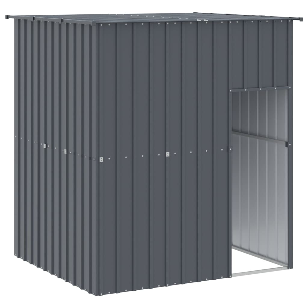 hundehus med tag 165x153x181 cm galvaniseret stål antracitgrå