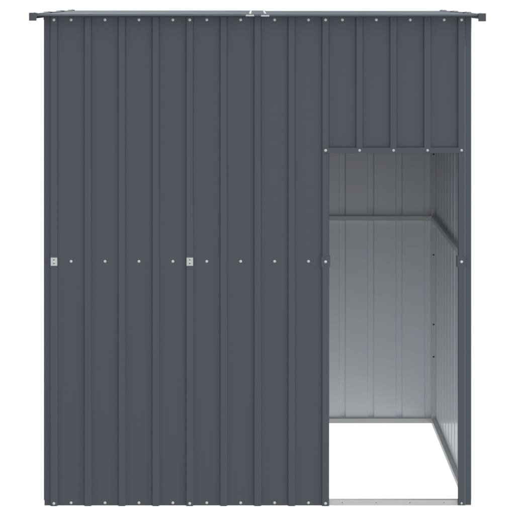 hundehus med tag 165x153x181 cm galvaniseret stål antracitgrå