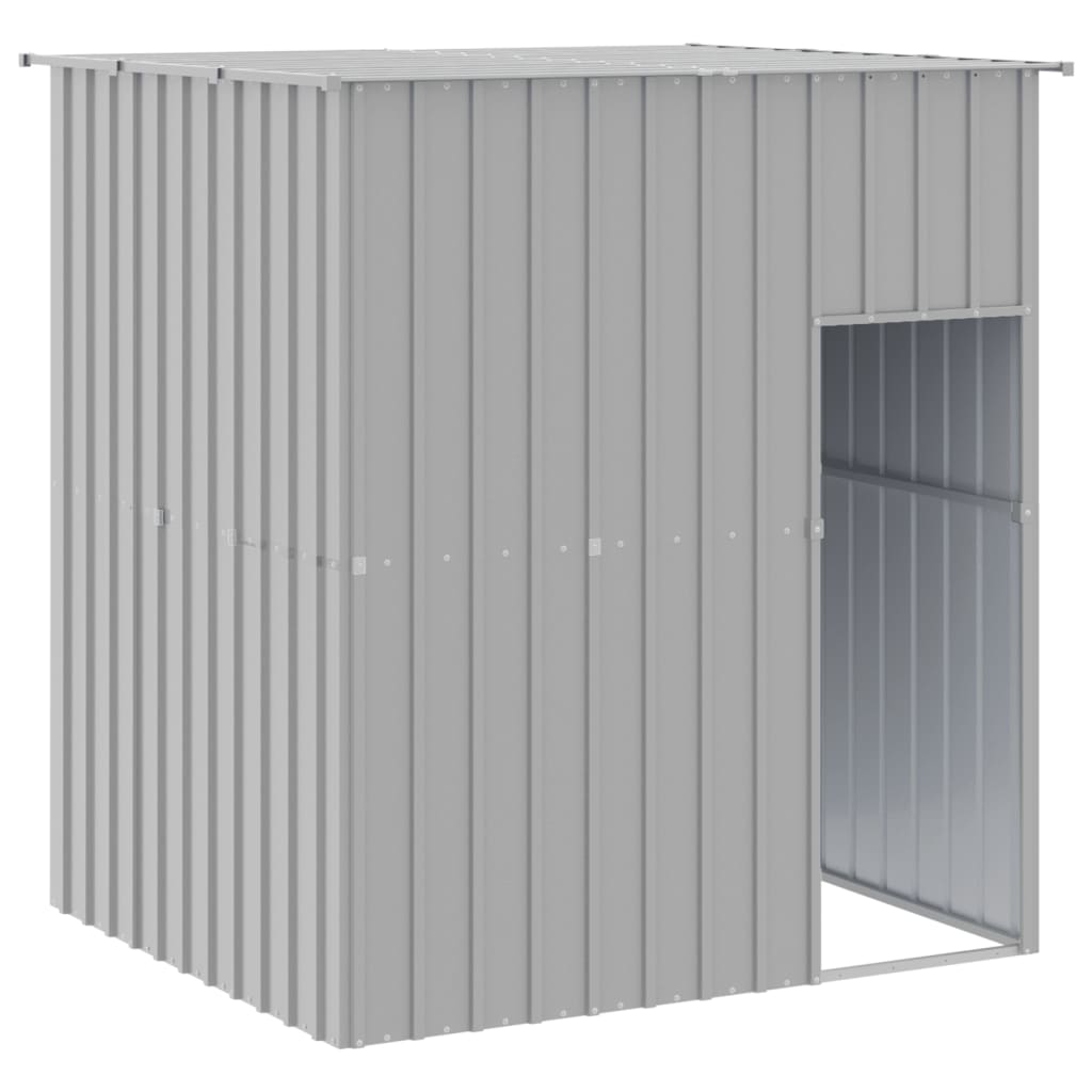 hundehus med tag 165x153x181 cm galvaniseret stål lysegrå