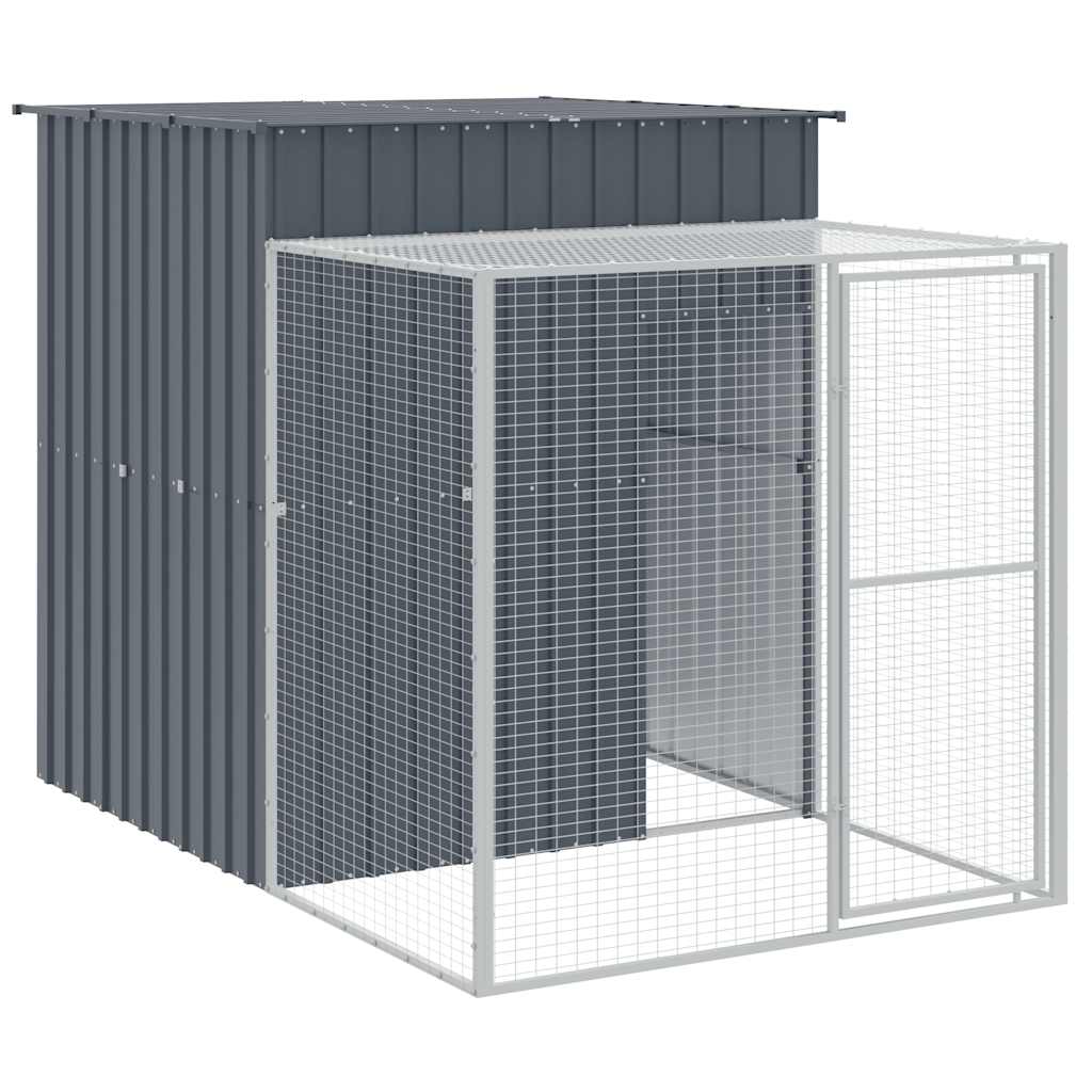 hønsehus med løbegård 165x251x181 cm galvaniseret stål antracit