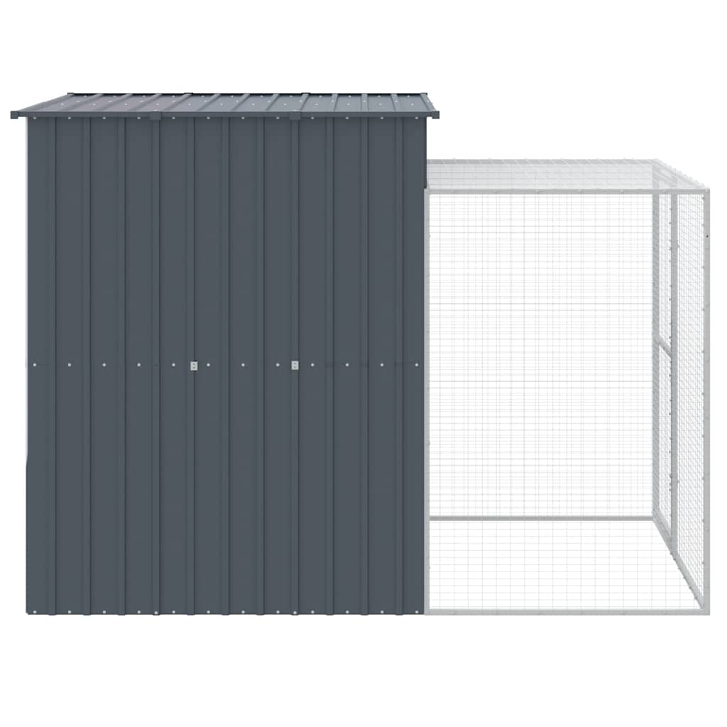 hønsehus med løbegård 165x251x181 cm galvaniseret stål antracit