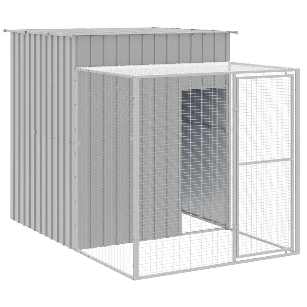 hønsehus med løbegård 165x251x181 cm galvaniseret stål lysegrå