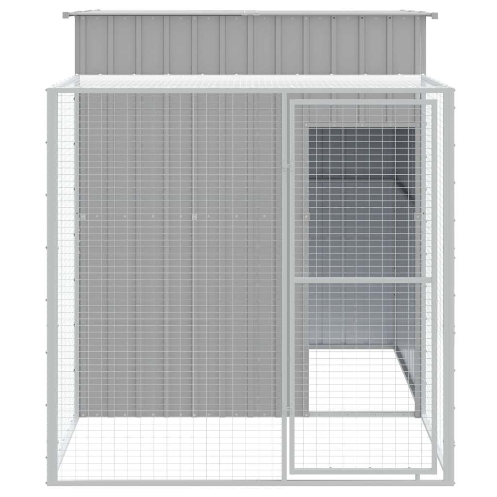 hønsehus med løbegård 165x251x181 cm galvaniseret stål lysegrå