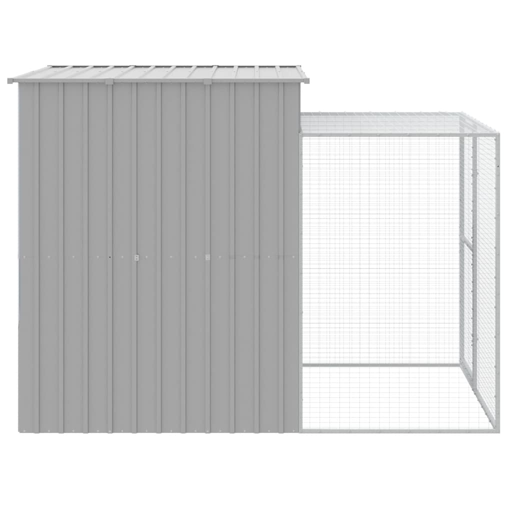 hønsehus med løbegård 165x251x181 cm galvaniseret stål lysegrå