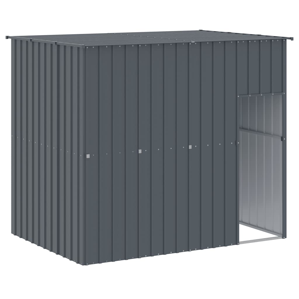 hundehus med tag 214x153x181 cm galvaniseret stål antracitgrå