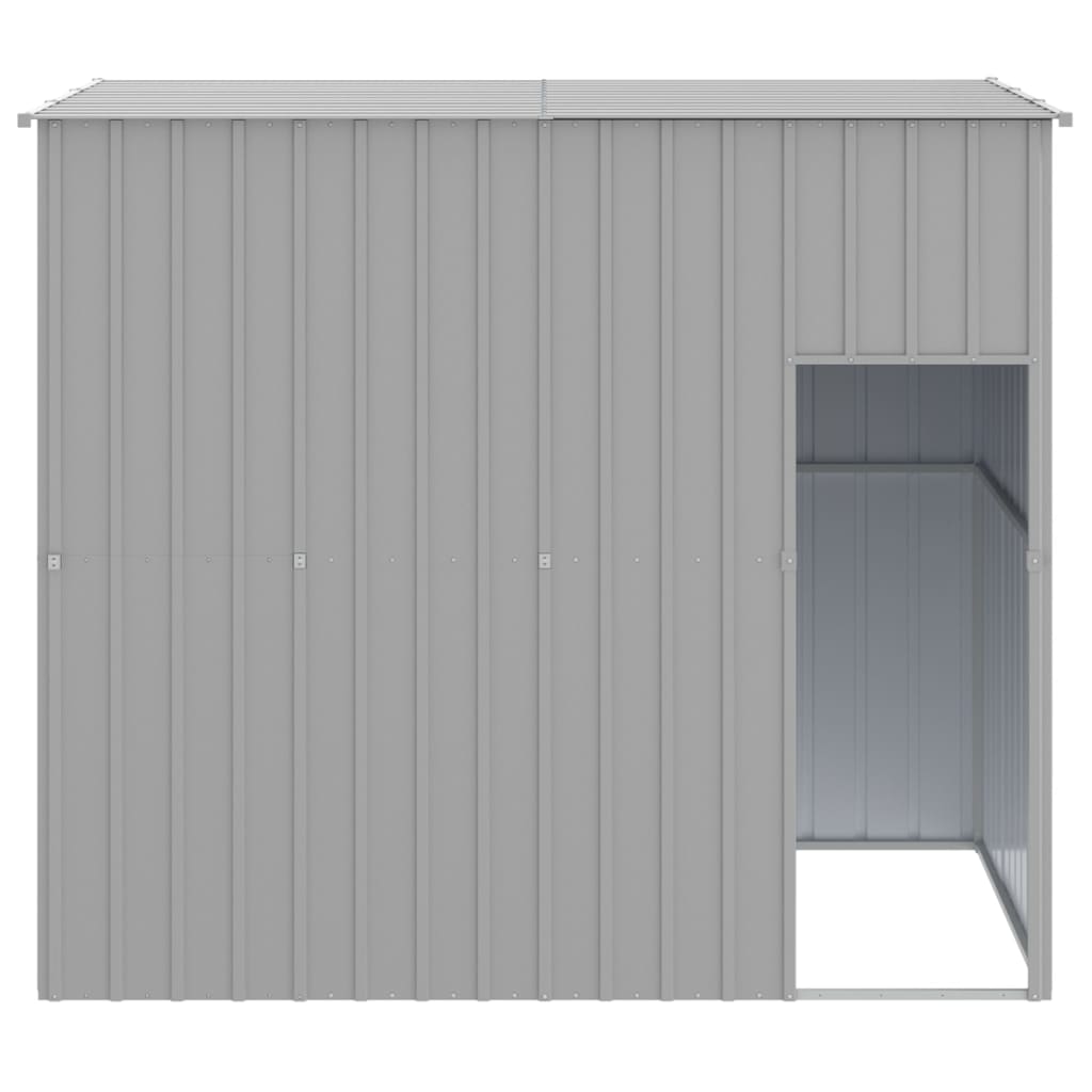 hundehus med tag 214x153x181 cm galvaniseret stål lysegrå