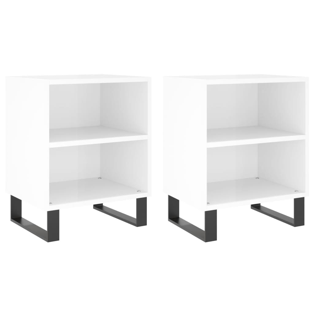 sengeborde 2 stk. 40x30x50 cm konstrueret træ hvid højglans