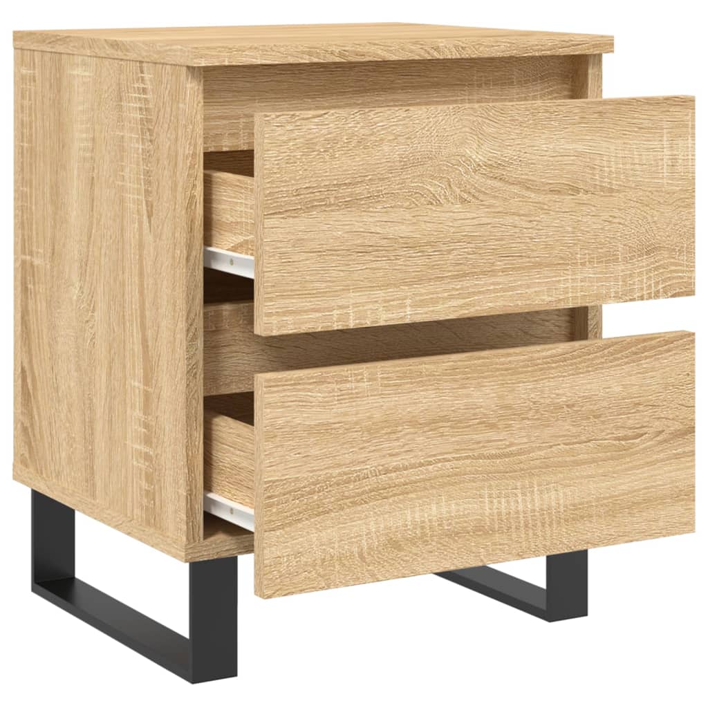 sengeborde 2 stk. 40x35x50 cm konstrueret træ sonoma-eg