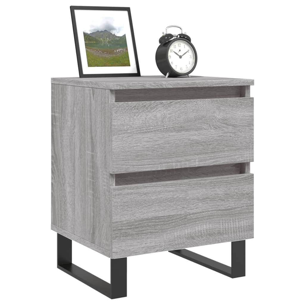 sengeborde 2 stk. 40x35x50 cm konstrueret træ grå sonoma-eg
