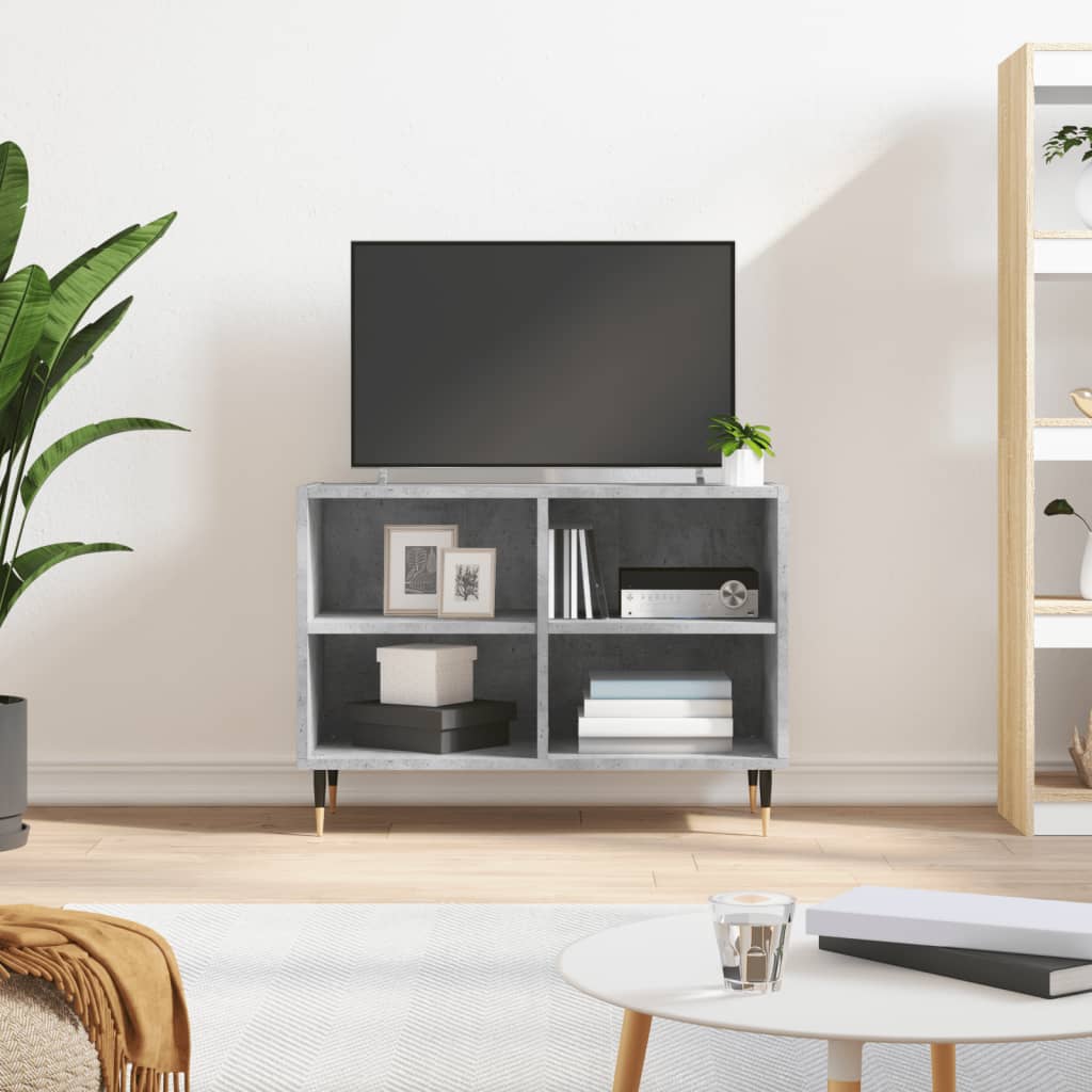tv-bord 69,5x30x50 cm konstrueret træ betongrå