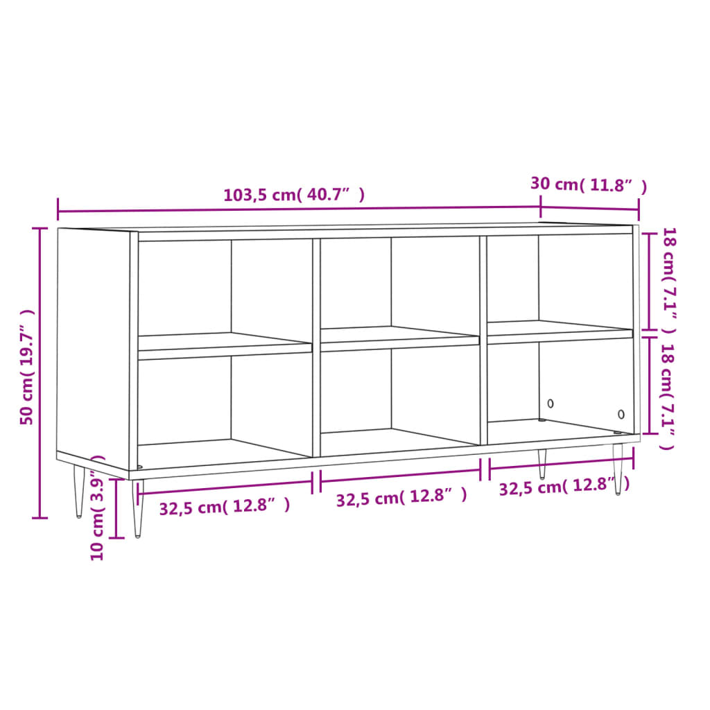 tv-bord 103,5x30x50 cm konstrueret træ hvid